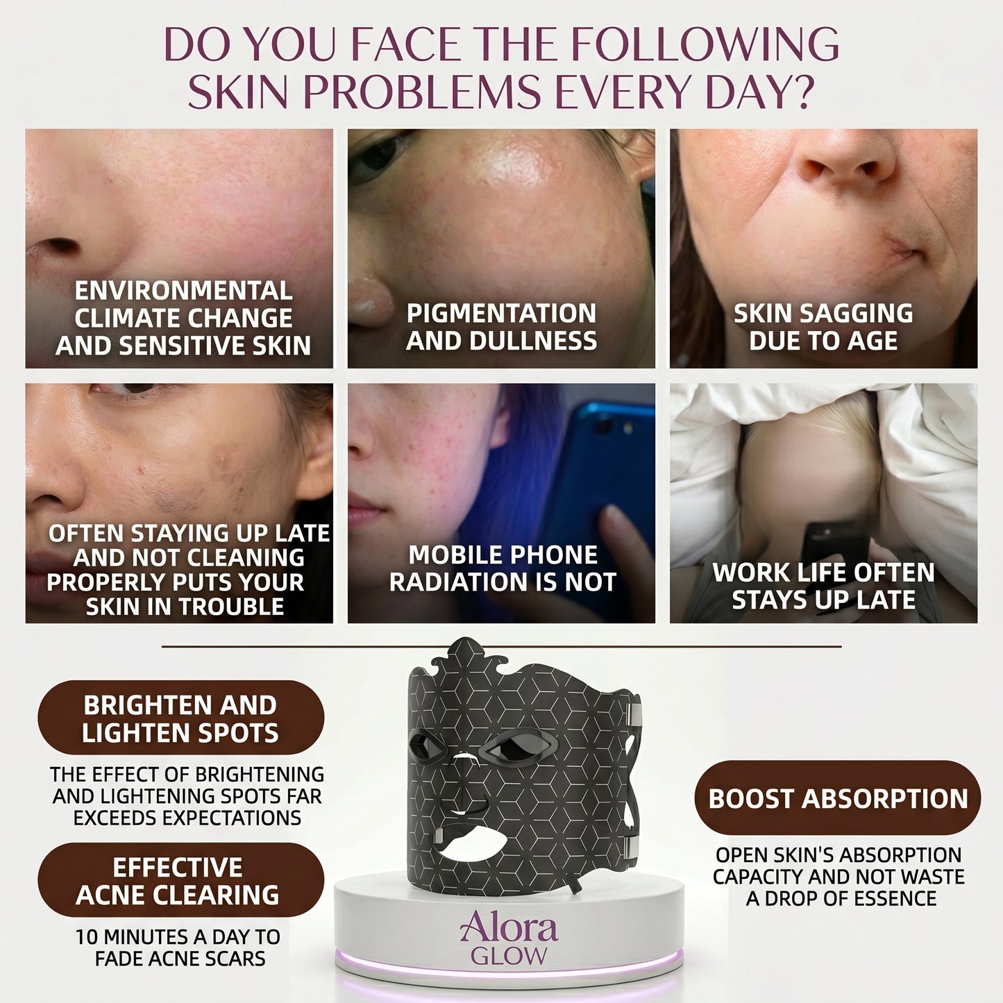 AloraMask® Rechargeable Multicolor LED Facial Beauty Mask